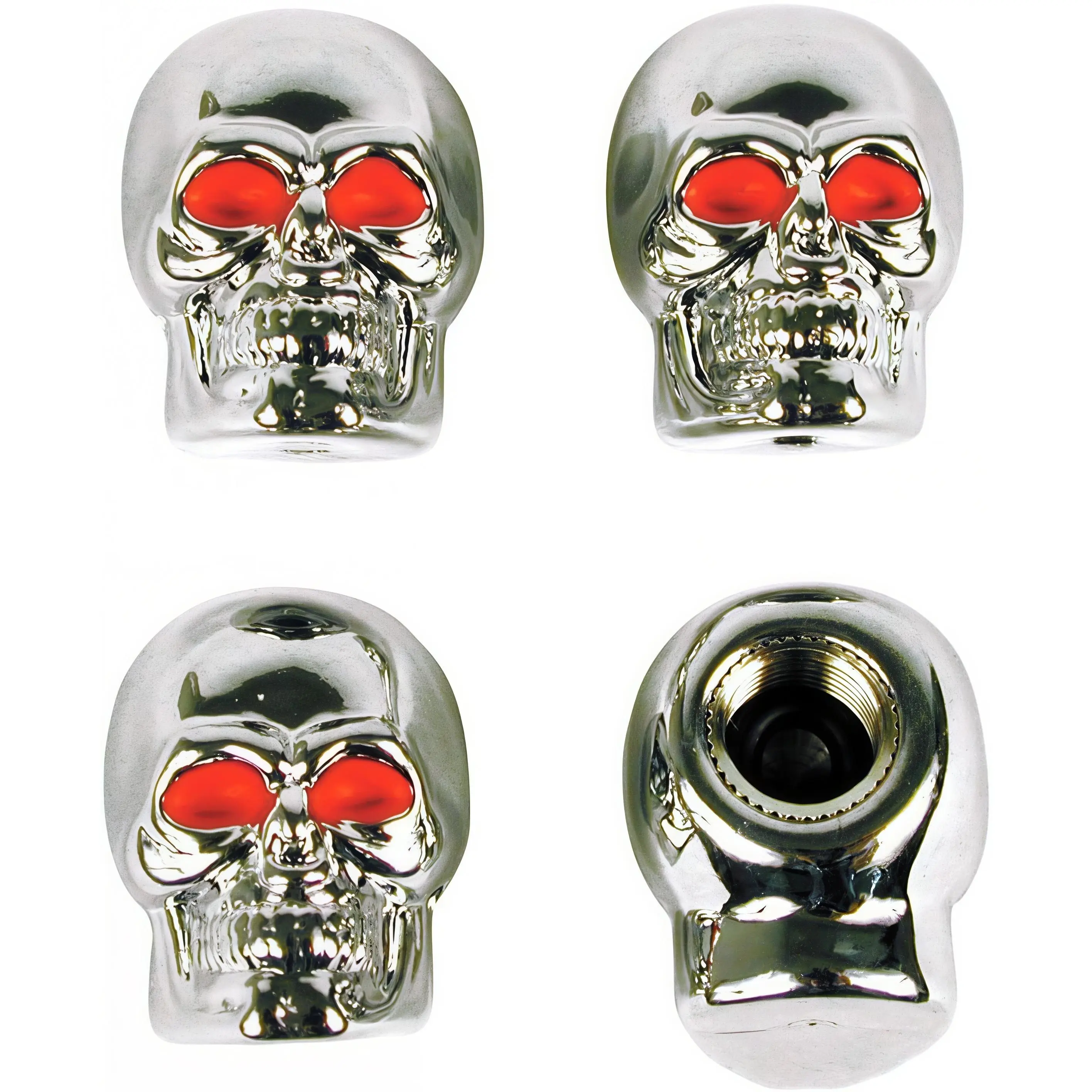 4PCS Skull Shape Car Accessories Tire Valve Caps - Universal ABS Valve Covers for Cars Trucks, with Rubber Washer to Block Moisture Ingress