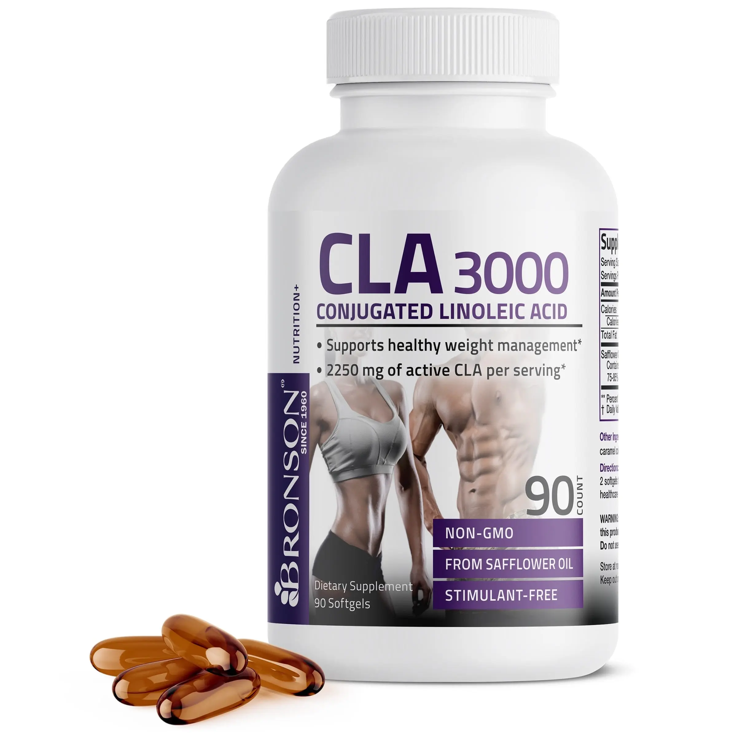 Bronson CLA 3000 Conjugated Linoleic Acid Extra High Potency - 3,000 mg, CLA supplement, Energy Metabolism*