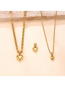 Single Pendant Popular Stainless Steel Necklace, Light Luxury Niche Style, Smooth Heart-Shaped Titanium Steel Accessories, DIY Jewelry