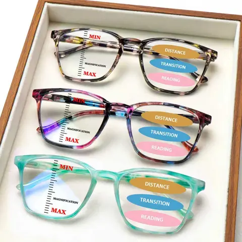 3-Piece Vintage Progressive Multifocal Blue Light Blocking Reading Glasses Designed For Women, Featuring Retro-Patterned Frames, Durable Lenses, And Spring Hinge Design Suitable For All Face Shapes, Ideal For Daily Wear, Outings, And Work Holiday Gift