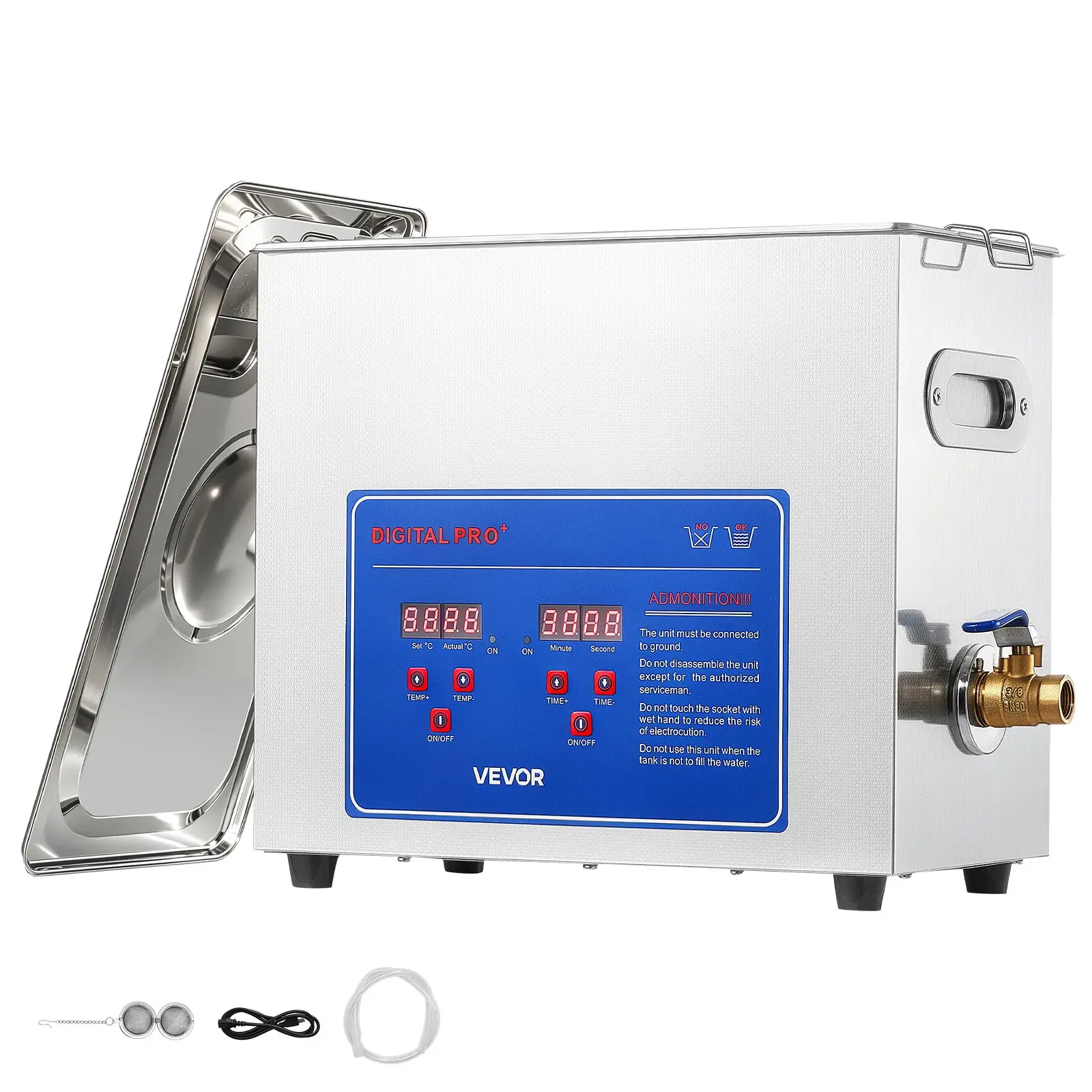 【SummerFinds】VEVOR Ultrasonic Cleaner 6L-Class Capacity Ultrasonic Parts Cleaner 40kHz, Digital Time and Temp Control, Stainless Steel Ultra Sonic Cleaning Machine with Cleaning Baskets, for Jewelry, Small Items