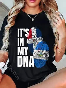 100% Cotton Nicaraguan And Dominican Mix DNA Flag Heritage T-Shirt