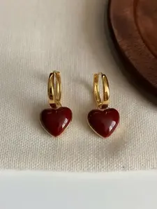 Vintage Heart Shaped Dangle Earrings, Fashionable Love Jewelry for Women, Trendy All-match & Exquisite Jewelry for Birthday Gift
