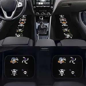 4pcs Universal Car Floor Mats, Car Foot Mats, Thick Printed Design Style, Fun Elements for Tesla Model Y, Small Cars, Suvs, Car Accessory, Halloween Christmas Gift