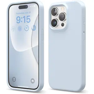 Compatible with iPhone 15 Pro Case, Liquid Silicone Case, Full Body Protective Cover, Shockproof, Slim Phone Case, Anti-Scratch Soft Microfiber Lining, 6.1 inch (Light Blue)