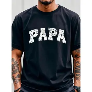 Men’s Letter Print T-Shirt, Short Sleeve Crew Neck Graphic Tee, Retro Typography Casual Top for Daily Wear, Street Fashion Style Shirt for Travel, Outdoor, Weekend and Everyday Use
