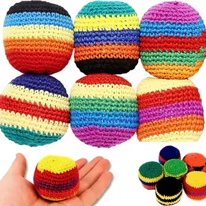 Random 1/2/6PCS Kick Balls Set, Retro Crochet Footbag, Handmade Juggling Balls for Outdoor Play & Coordination Training,for Kids Adults