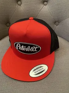 Embroidered Peterbilt Equipment Snapback Trucker Hat Rec/Black