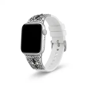 Iris Floral Silicone Watch Band (Band Only), Magnetic Smart Watch Straps for Apple Watch 40/41/44/45/49 mm, Nature-Inspired Accessories for iWatch Ultra 2, Series 9/8/7/6/5/4/SE/3, Wearable