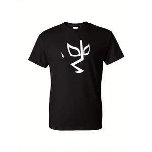 [Lightweight] Men's Lucha Libre El Rayo De Jalisco T-Shirt - 100% Cotton, Soft & Breathable, Casual Streetwear, Short Sleeve, Round Neck, Black with White Graphic Print, Casual Attire | Casual Style | No Stretch Material