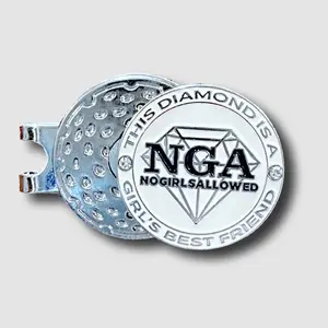 THIS Diamond Ball Marker & Hat Clip - Heavy-Duty Metal, Strong Magnetic Clip, Lacquer Finish, NGA Logo, Two Crystals, Girl's Best Friend on the Green