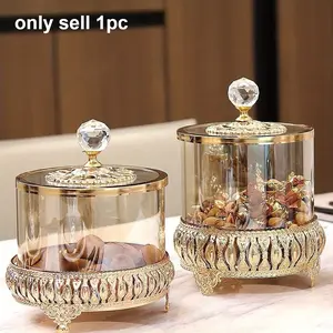 Elegant Ornate Candy Jar with Lid - Clear Dome Lid & Decorative Base, Durable Plastic Multi-Purpose Storage Container for Home, Party, Jewellery Boxe, Jewellery Organizer, Storage Organization, Stackable Storage Container