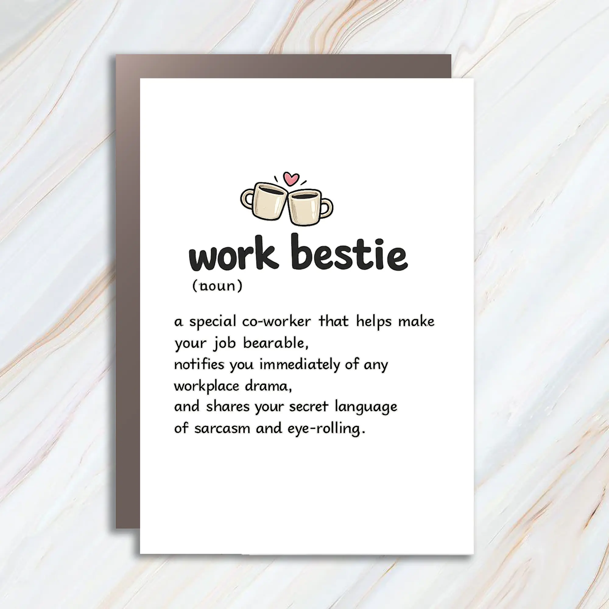 Work Bestie Greeting Card, Funny Coworker Friendship Card, Office Best Friend Card for Work Wife, Work Friend, Colleague Birthday or Thank You Gift EGC109