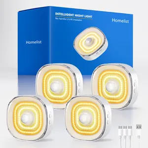 Homelist Small Rechargeable Motion Sensor Light, COB Light Source Puck Lights Rechargeable, 100LM Motion Sensor Night Light for Bedroom Bedside, Cabinets, Kitchen Counter, Hallway, Stairs