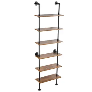 VEVOR Industrial Pipe Shelf 6 Tier 24x9.84in Wall-Mount for Kitchen Bedroom Decor