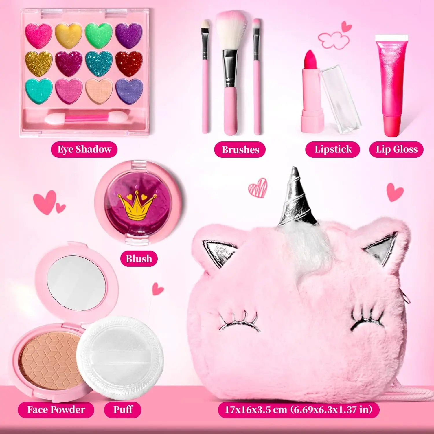 Easter Gifts for Girls - Kids Real Makeup Kit for Girls with Fluffy Purse - Real, Non Toxic, Washable Make Up Toy - Umicorn Toys Gift for 3 4 5 6 7 8 Years Old Girls Birthday (Pink Umicorn) Easter Gifts for Girls - Kids Real Makeup Kit for Girls with Fluffy Purse - Real, Non Toxic, Washable Make Up Toy - Umicorn Toys Gift for 3 4 5 6 7 8 Years Old Girls Birthday (Pink Umicorn)
