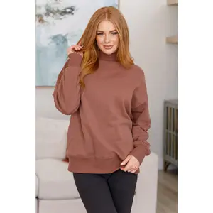 Make No Mistake Mock Neck Pullover in Cocoa