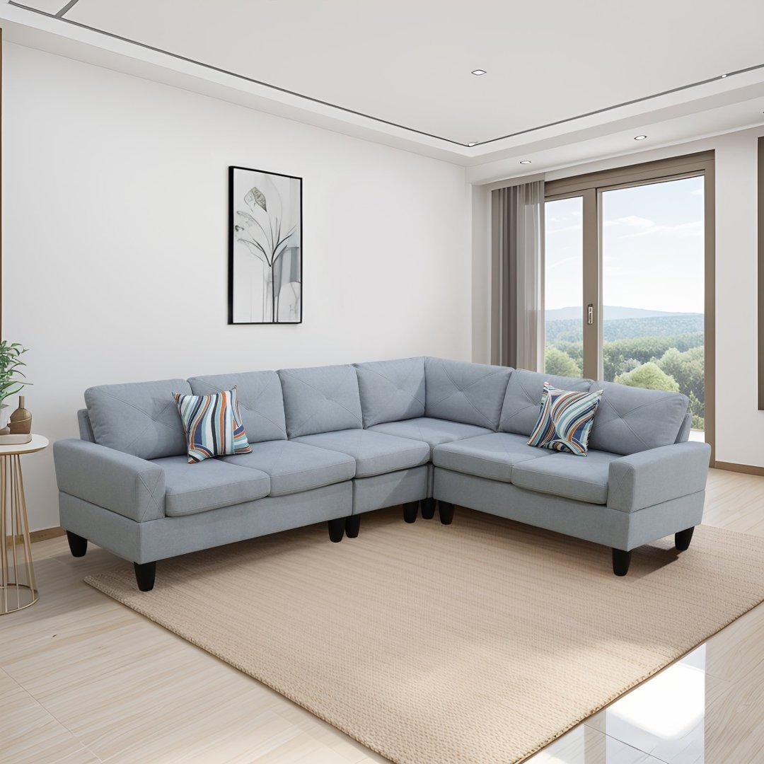 Grey Massa Calico 4-Piece Couch Living Room Sofa Set