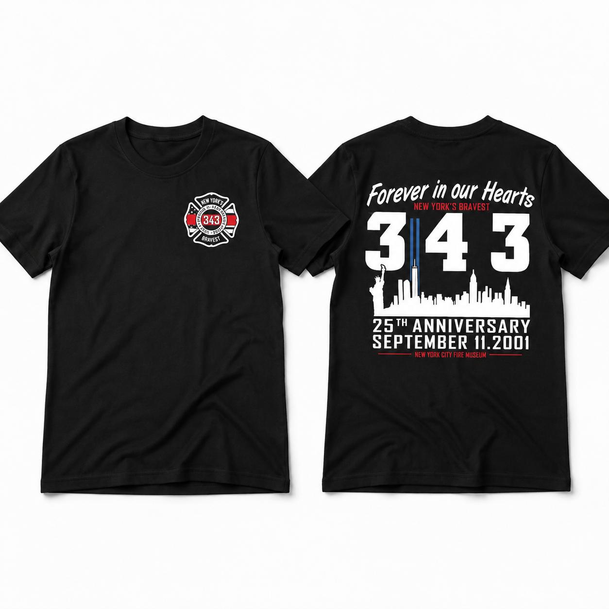 New York Firefighter Memorial 343 T-Shirt, 911 Anniversary Tribute Tee, September 11 Remembrance, First Responder Honor Shirt