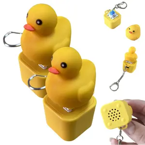 Quacking Duck Keychain Fidget Toy - Rechargeable Stress Reliever with Colorful Lights, Portable Anxiety Relief for Adults, Perfect Gift for Fun Relaxation
