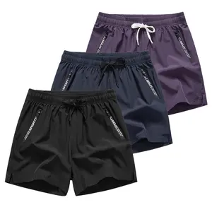 Men's Solid Color Summer Gym Shorts - Elastic Waistband with Pullstring, Quick-Dry Breathable Lightweight Fabric, Side Zipper, Fitted Cut, Standard Sizes, for Casual Wear & Outdoor Sports, Men's Gym Shorts, Elastic Men's Shorts