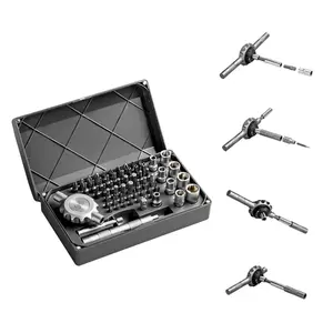 64-in-1 Gearless Ratchet Screwdriver Set: Regular + Large Socket + Precision Bits, Flat Handle (Tight Spots/High Torque), Magnetic Components, 58 S2 Steel Bits, Suitable for Precision Instruments/Furniture/Bicycle Repair outdoorfun