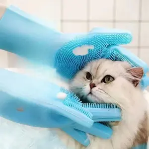 1pair Pet Dog Bath Gloves, Dog Hair Removal Cleaning Care Gloves, Home Use Gloves, Suitable for All Four Seasons, for Pet Grooming, House Cleaning, Car Washing, Bathroom & Massage Brushes - Durable & Easy to Clean, Dishwashing Gloves