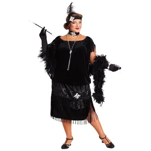 Women's Plus Size Black Flapper Costume