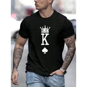 Spades King Print Men's Crewneck T-Shirt, Men's Sports Short Sleeve, Casual Outdoor Short Sleeve Top Men