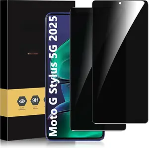 2 Pack Privacy Screen Protector for Motorola Moto G Stylus 5G 2025, Tempered Glass with Anti-Spy Feature, Sensitive Touch, Anti-Fingerprint, Easy Installation, No Bubbles, Case-Friendly Protection Crystal