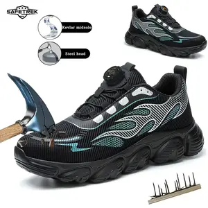 Breathable Waterproof Steel Toe Work Boots , Indestructible Anti Piercing Safety Shoes puncture resistant with Non Slip eva shoe sole Rubber Outsole , Non-Slip Rubber Outsole  Ideal for Construction, Hiking and Outdoor Activities non slip work shoes