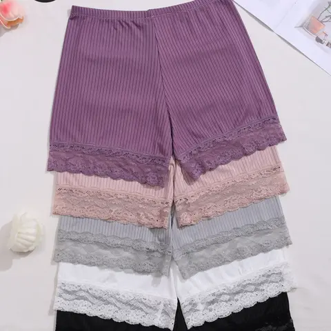 Women's Lace Trim Panties Set, Casual Soft Panties, Comfortable Underwear for Women, Knitted Stretch Underwear, Stylish Ladies' Lingerie Collection, Stretchable Panties, Perfect Gift Idea