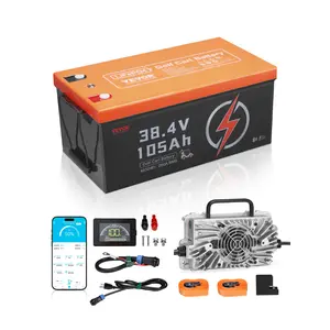 VEVOR 36V 105Ah Golf Cart Lithium Battery,  36 Volt Golf Cart Battery with 200A BMS, LCD Monitor and Mobile APP, LiFePO4 Battery with 600A Peak Current, 20A Charger and 4000+ Cycles, for Golf Carts