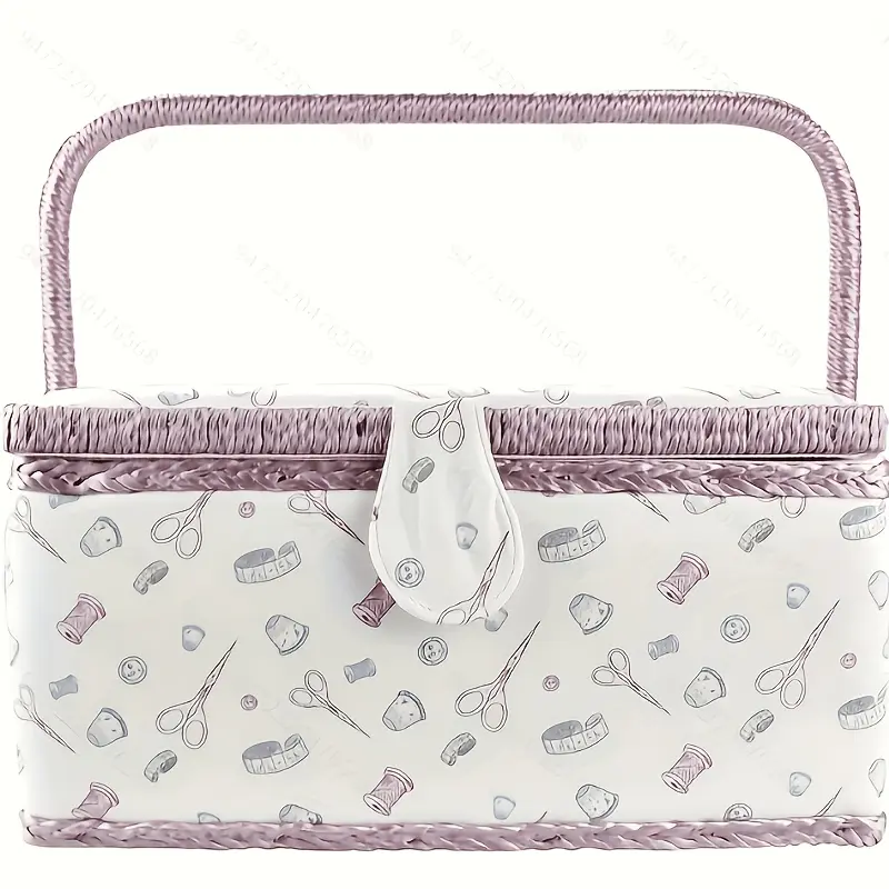Sewing Basket - Large Multi Compartment Storage with Removable Tray, Sewings Kit Organizer Box, Durable Craft Holder | Smart Portable Solution for Home Travel Craft Sewing