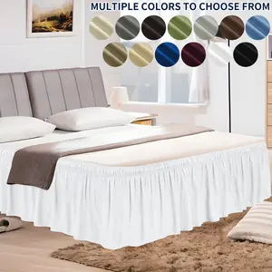 Easy-Going Bed Skirt for Twin Full Queen King Cal-King Size Bed, 14/18/22  Inch Tailored Drop, Fitted with Adjustable Elastic Belt, Convenient to Use Without Lift The Mattress