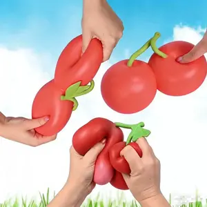 Double Cherry Squishy Stress Relief Toy SoftTPR Material Stretchable Slow ReboundFidget Toy for Kids Teens Adults Perfect Giftfor Children's Day Birthday, Has a slight smell,please rinse before use