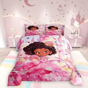 Black Princess Comforter Setsweet Dessert Birthday Cake Pink Duvet Set,Soft Bed Collection,Dreamy Castle Love Hearts Balloon Starry Bedding Comforter for Kids Adults Bedroom