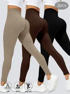 YMZFIT 3-Pack Seamless High Waisted Yoga Leggings for Women – Tummy Control Scrunch Butt Workout Gym Activewear