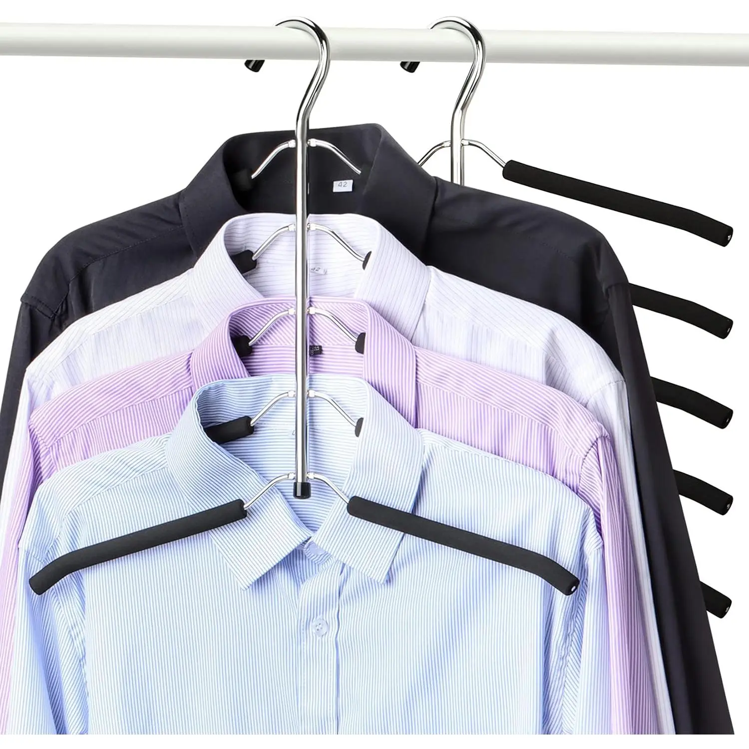 Hangers Space Saving Clothes Hanger 2 Packs Swing Arm Non Slip Padded Coat Hanger 5 Layers Heavy Duty Stainless Steel Sweater Shirt Hanger Closet Storage Organizer