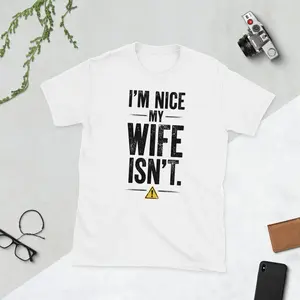 Women's humorous marriage-themed apparel for husbands Graphic T-Shirt - Short Sleeve Crew Neck Regular Fit Casual Wear | Soft & Breathable Fabric, Durable Print, Everyday Comfort, Machine Washable, minimalist and clean with a humorous graphic design flat