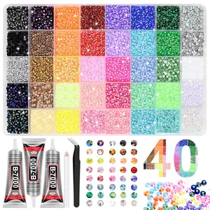 32,000 Pieces Of 40-Color Jelly Synthetic Sequins For Decoration, 3mm Multicolored Resin Flat Synthetic Gemstones For Diamond Art, And a Decoration Kit For Handmade Books, Shoes, And Nail Art