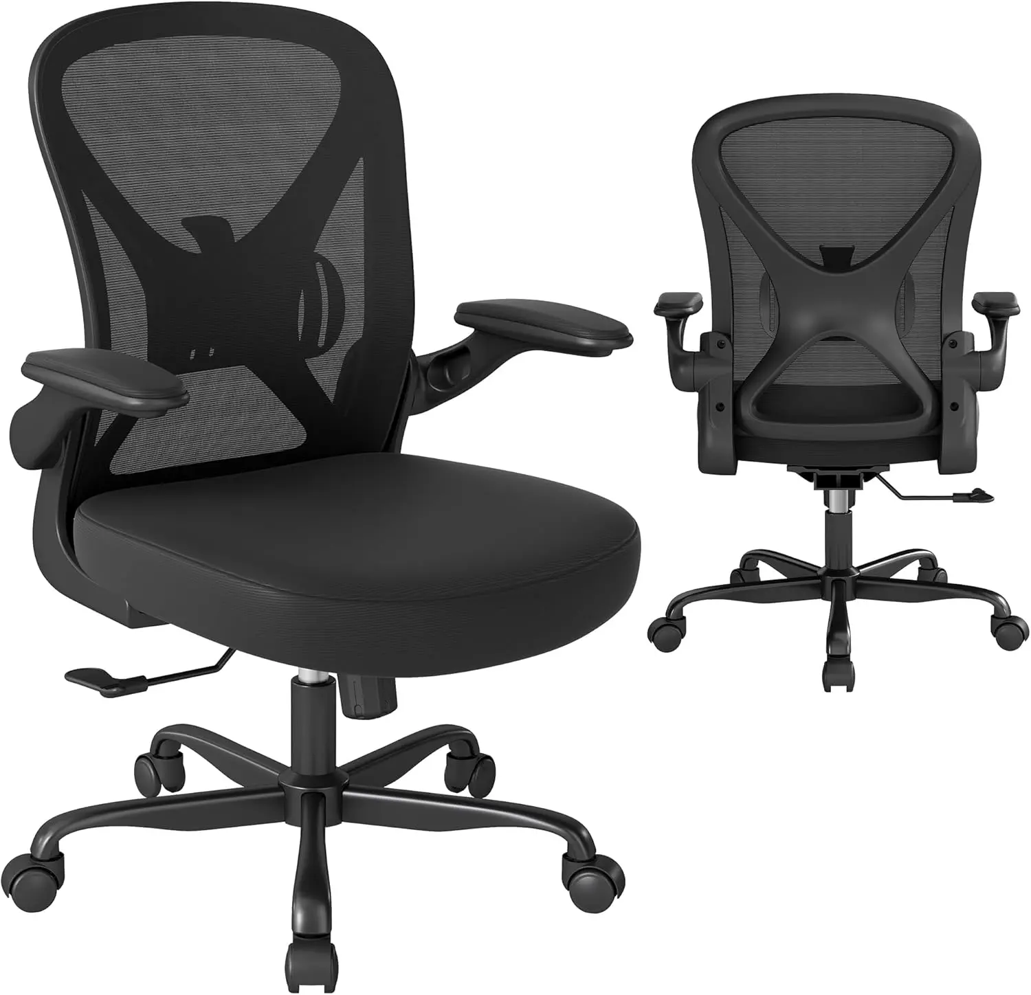 Keratee Ergonomic Mesh Office Chair with Adjustable Lumbar Support, Flip-Up Armrests & 360° Swivel Rolling Desk Chair for Home Office