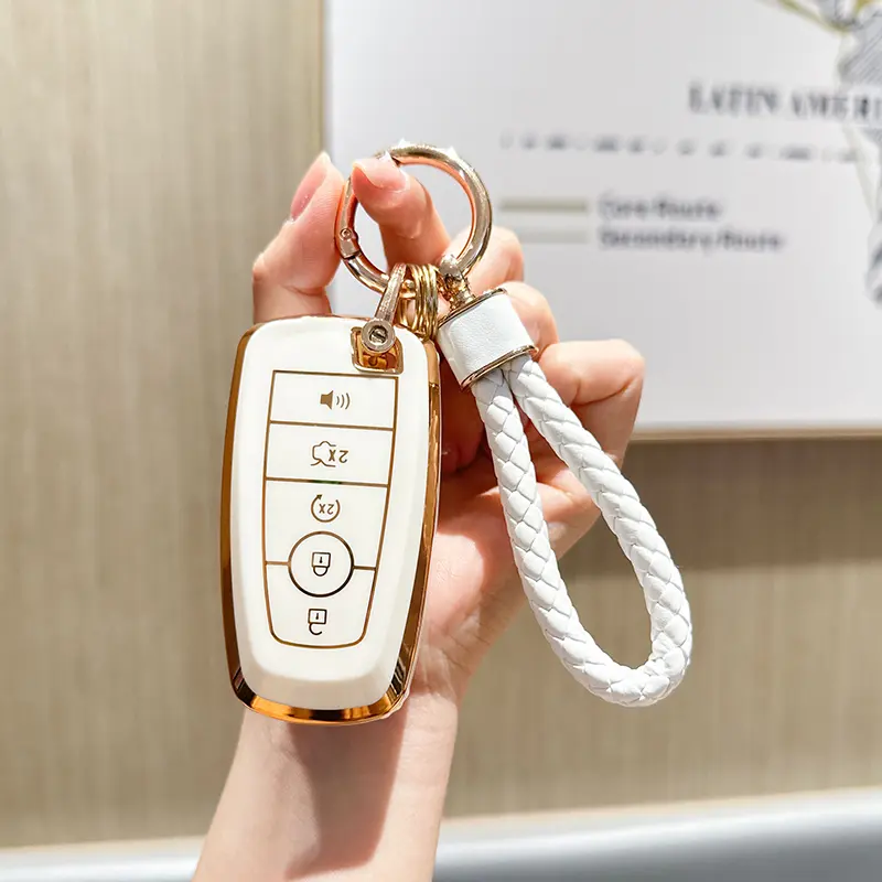 For Ford Key Fob Cover with Keychain, Full Coverage Protection Key Case for 2018-2026 Explorer Fusion Escape Edge Bronco F150 Maverick Mustang Accessories