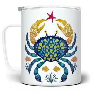 LOFTIPOP Coastal Ocean Crab Mug, Colorful Seaside Beach Gifts, Designed and Printed in the USA by Loftipop