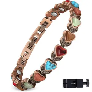Pure Copper Magnetic Bracelet for Women featuring Natural Unique Gemstone — Trendy Stack Bangle & Fashion Jewelry Accessories — Ideal Mother's Day, Birthday & Anniversary Gift
