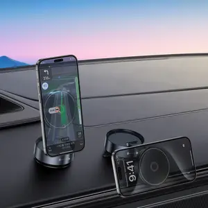 Foldable Car Magnetic Phone Holder Clip, 360° Rotatable Car Navigation Universal Holder One-hand Operation Non-slip, Phone Accessories for Car Windshield Dashboard Window Smooth Surfaces