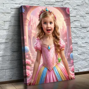 WonderMe The Candyland Princess Personalized Portrait - Custom Photo Print for Kids Room Decor - Professional Quality Wall Art