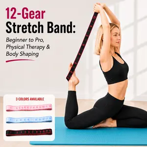 Adjustable 12-Slot Stretch Strap, Multi-Loop Stretching Band for Yoga, Pilates, Dance & Home Workout, Full Body Flexibility Training Strap, Lightweight Portable Fitness Accessory
