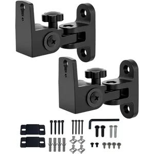 Universal Speaker Wall Mount For Small Speakers ,Vertical 120°, Horizontal 180°Adjustment,Hold up to 30lbs,Compatible with Multiple Brands(2 Packs Black)