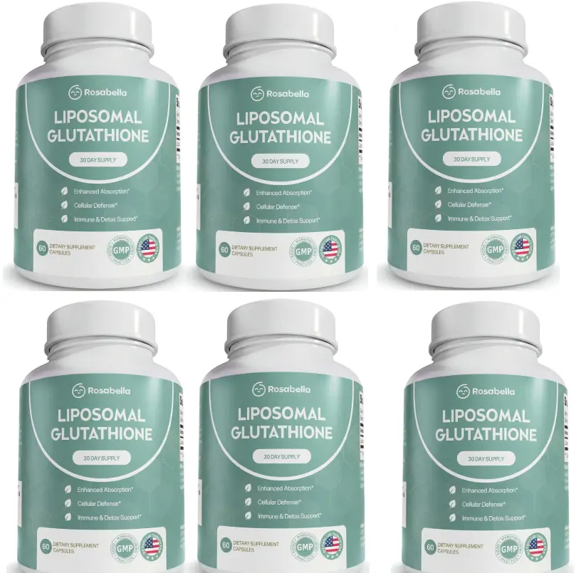 6 Pack Rosabella Liposomal Glutathione 500mg – High Absorption Glutathione Supplement, Antioxidant Support, Cellular Health & Detox Support, 60 Capsules, 30 Day Supply, Daily Antioxidant Capsules